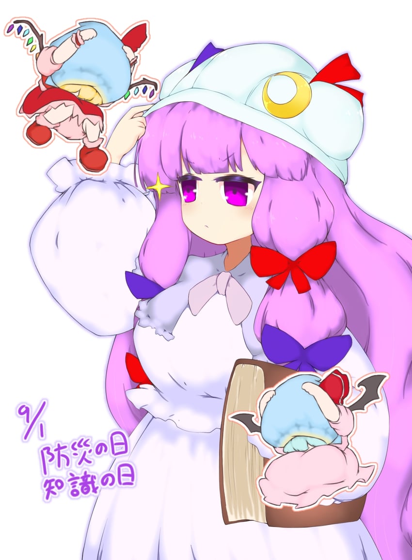 remilia scarlet, flandre scarlet, and patchouli knowledge (touhou) drawn by kanikoukaku