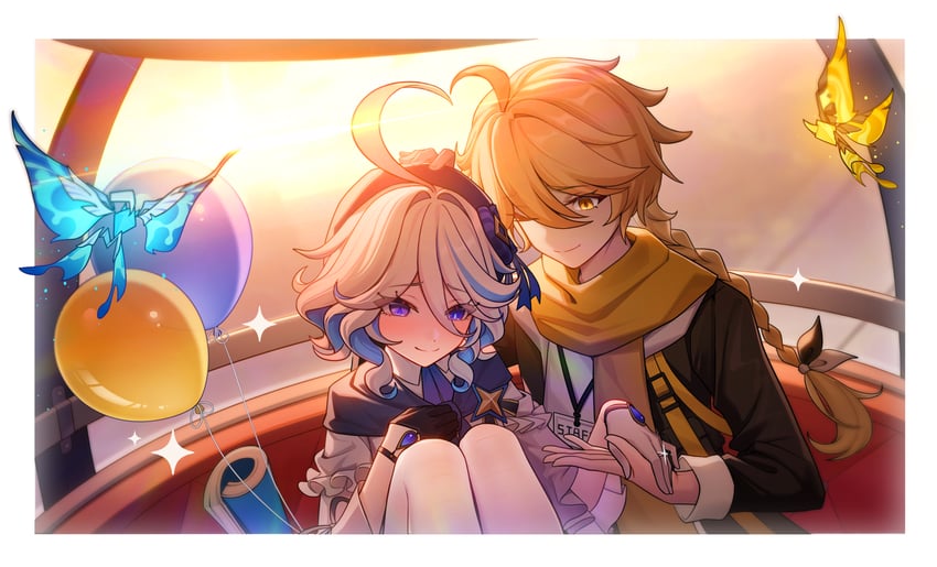 aether and furina (genshin impact) drawn by jiachong_jun_z