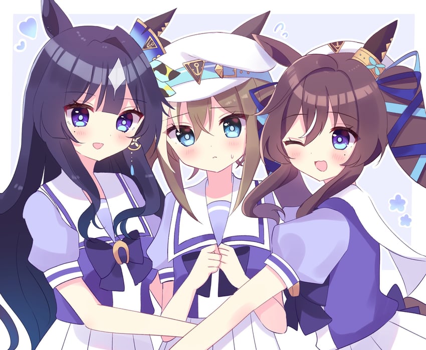 cheval grand, verxina, and vivlos (umamusume) drawn by nameko_(aa_04)
