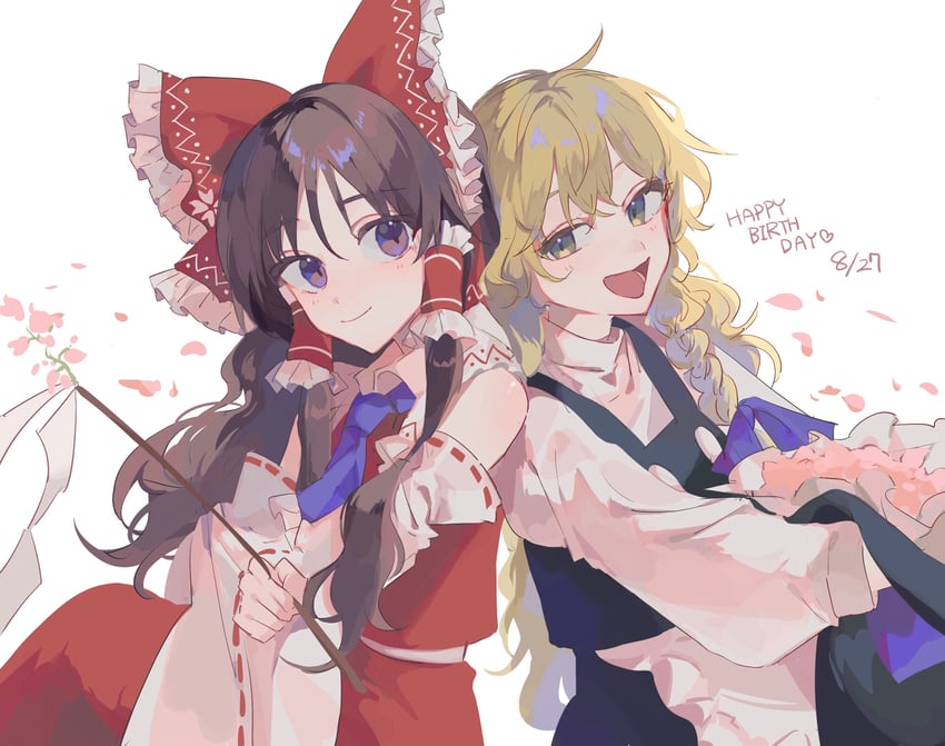 hakurei reimu and kirisame marisa (touhou and 1 more) drawn by yanfei_u