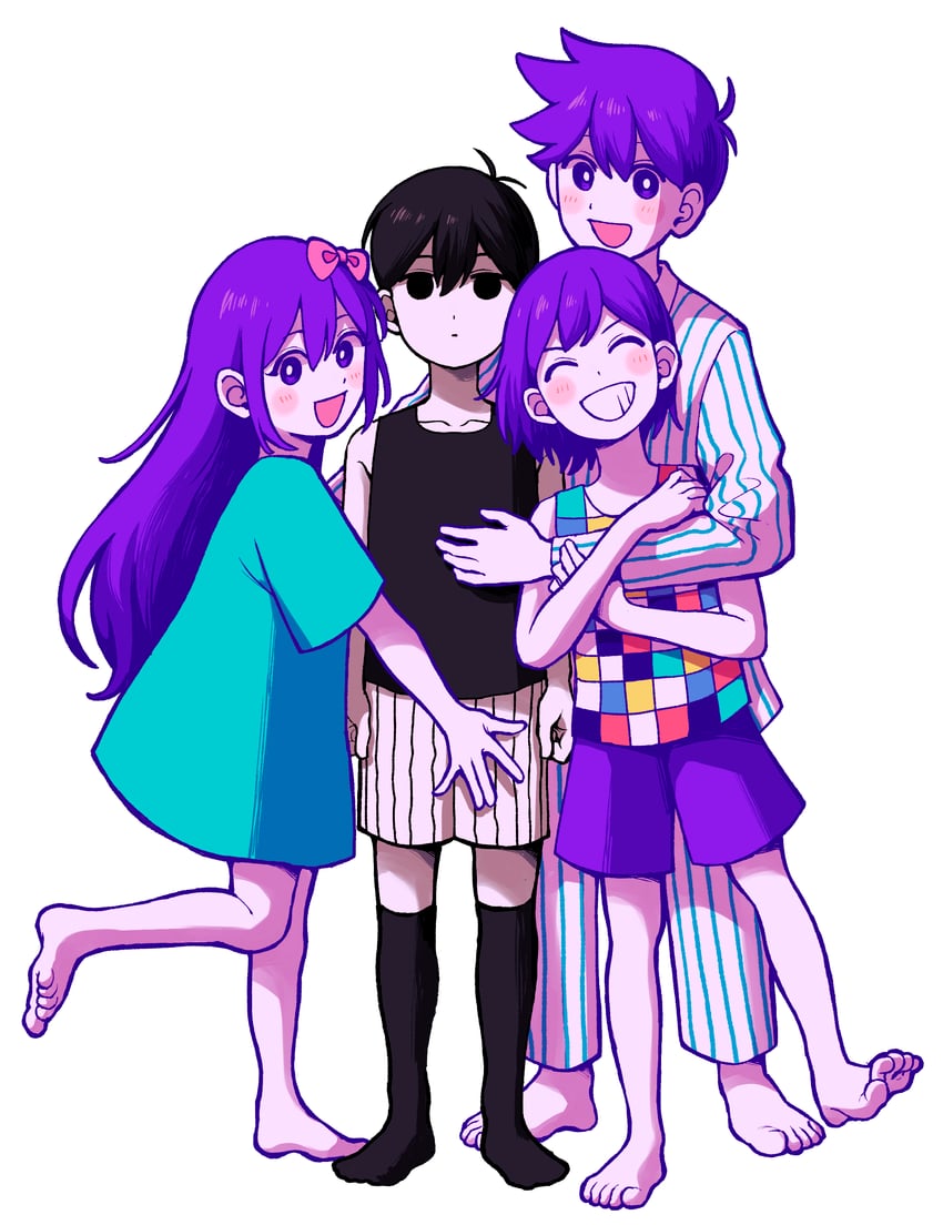 omori, aubrey, kel, and hero (omori) drawn by k_toast