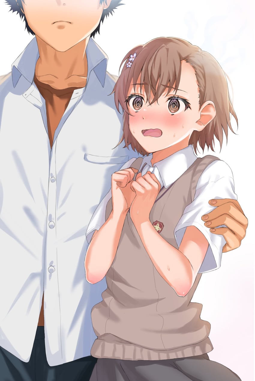 misaka mikoto and kamijou touma (toaru majutsu no index and 1 more) drawn by sioo_1029