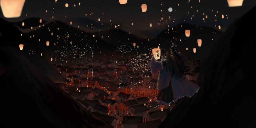 wei wuxian and lan wangji (modao zushi) drawn by xianduguaitan