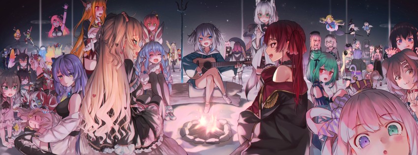 gawr gura, houshou marine, shirakami fubuki, hoshimachi suisei, mori calliope, and 42 more (hololive and 2 more) drawn by torriet