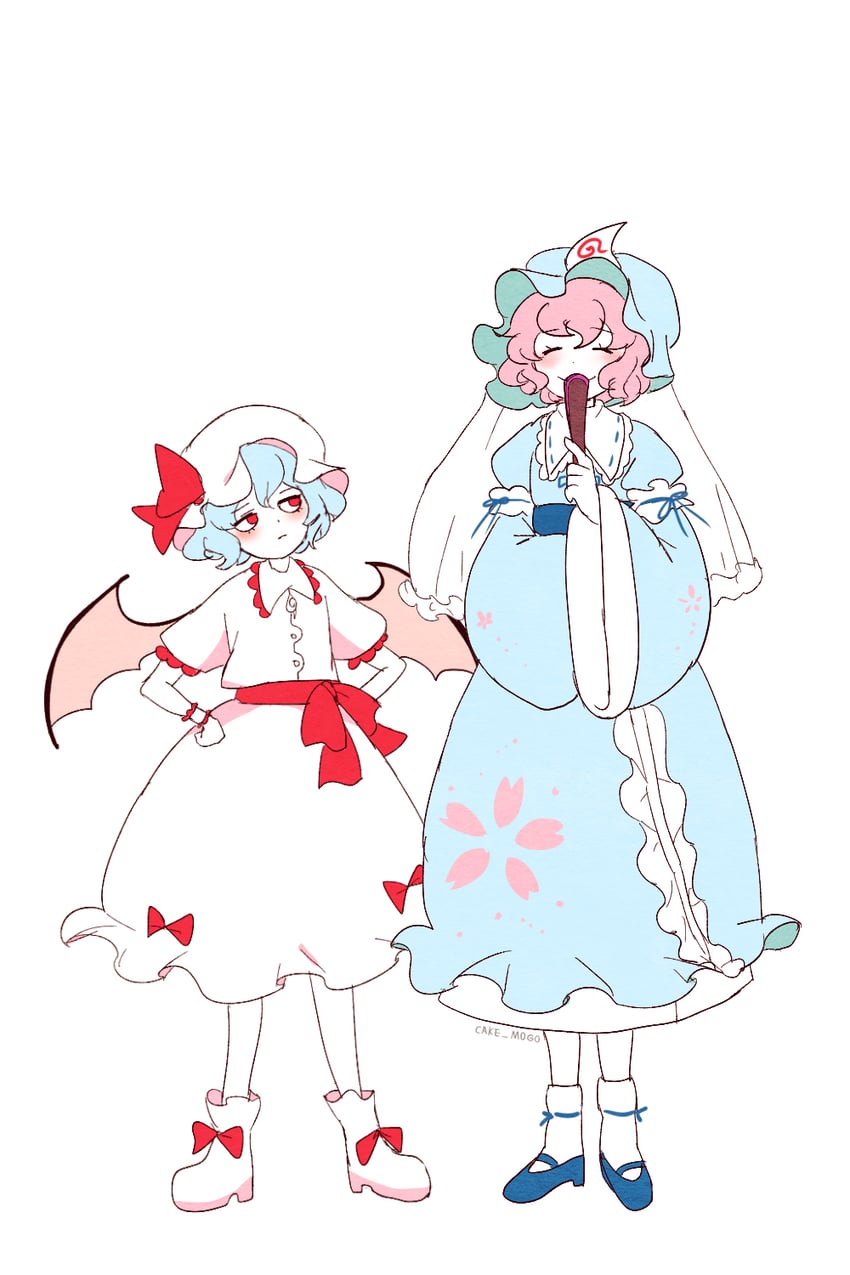 remilia scarlet and saigyouji yuyuko (touhou) drawn by cake_mogo