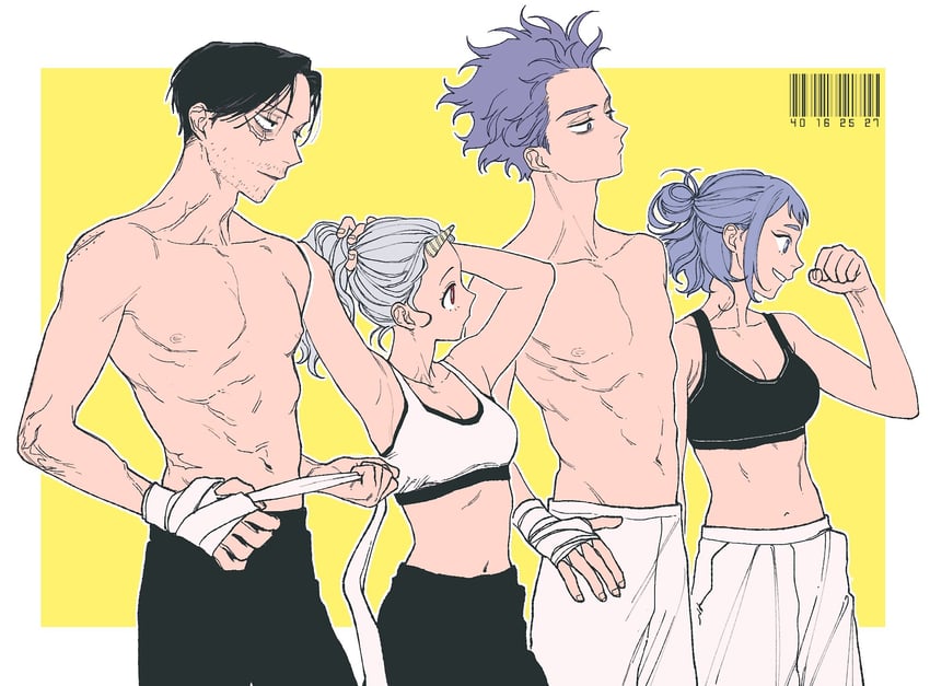 hado nejire, aizawa shota, eri, and shinso hitoshi (boku no hero academia) drawn by oru_2ji