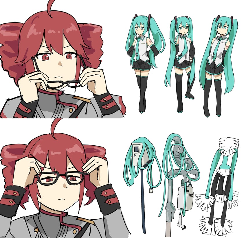 hatsune miku and kasane teto (vocaloid and 2 more) drawn by tenten_(chan4545)