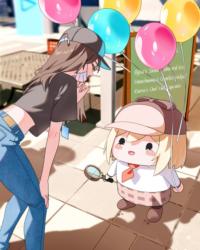 watson amelia and smol ame (hololive and 1 more) drawn by gurumie