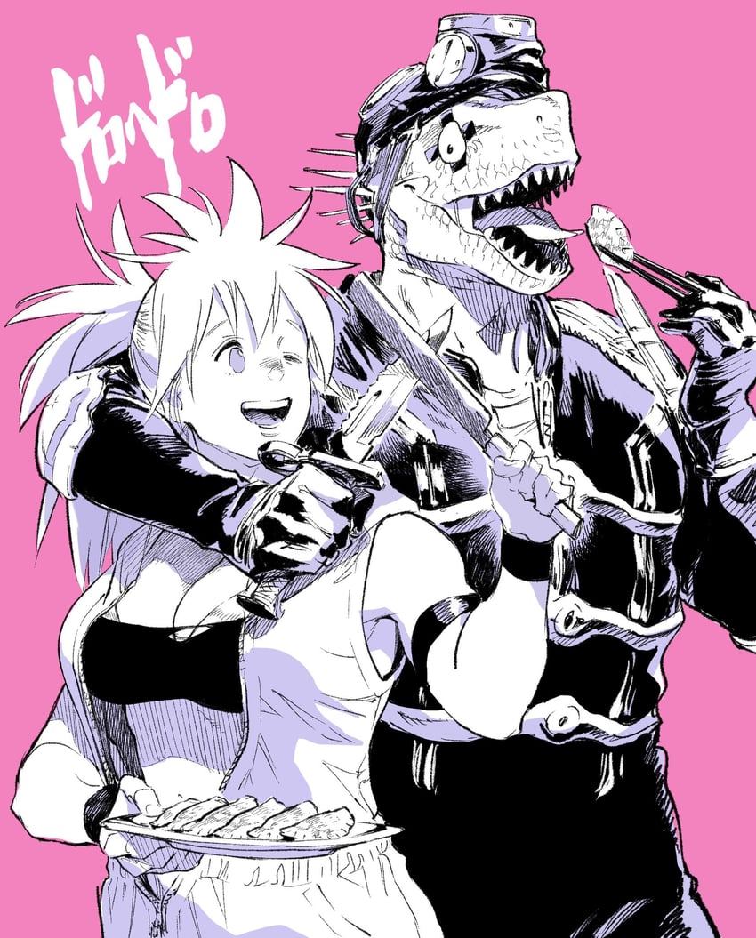 nikaidou and caiman (dorohedoro) drawn by ahn_dongshik