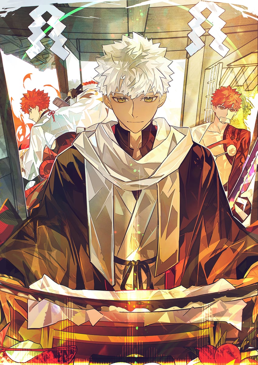emiya shirou and senji muramasa (fate and 1 more) drawn by eeju