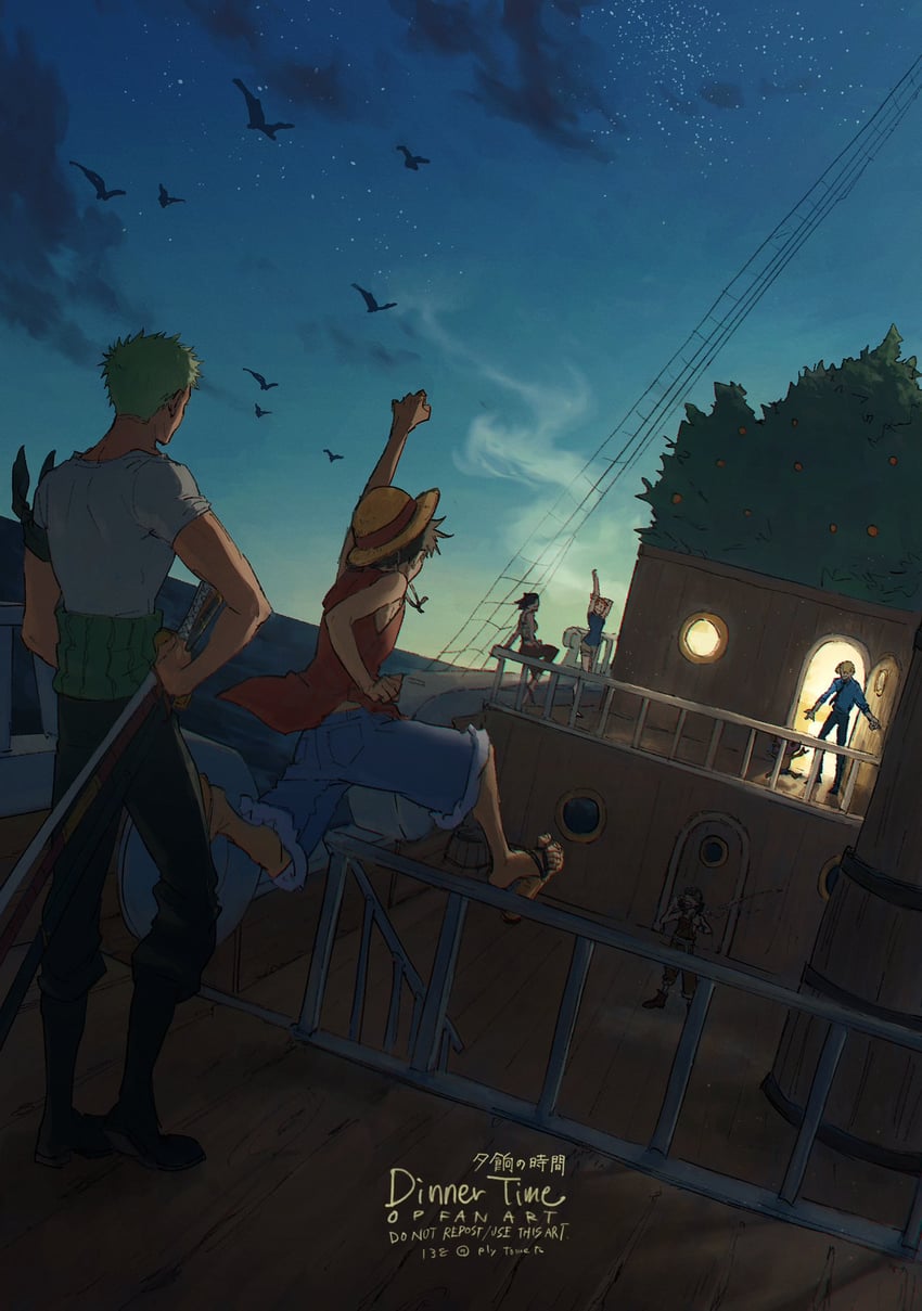 nami, monkey d. luffy, nico robin, roronoa zoro, sanji, and 2 more (one piece) drawn by plytometo
