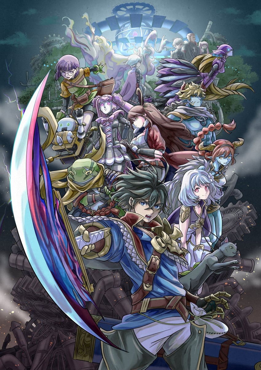 aldo, feinne, guildna, amy, cyrus, and 3 more (another eden) drawn by damegamega