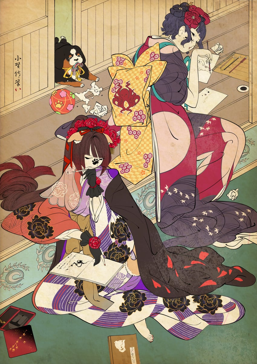 katsushika hokusai, kyokutei bakin, and sousuke (fate and 1 more) drawn by ono_tako