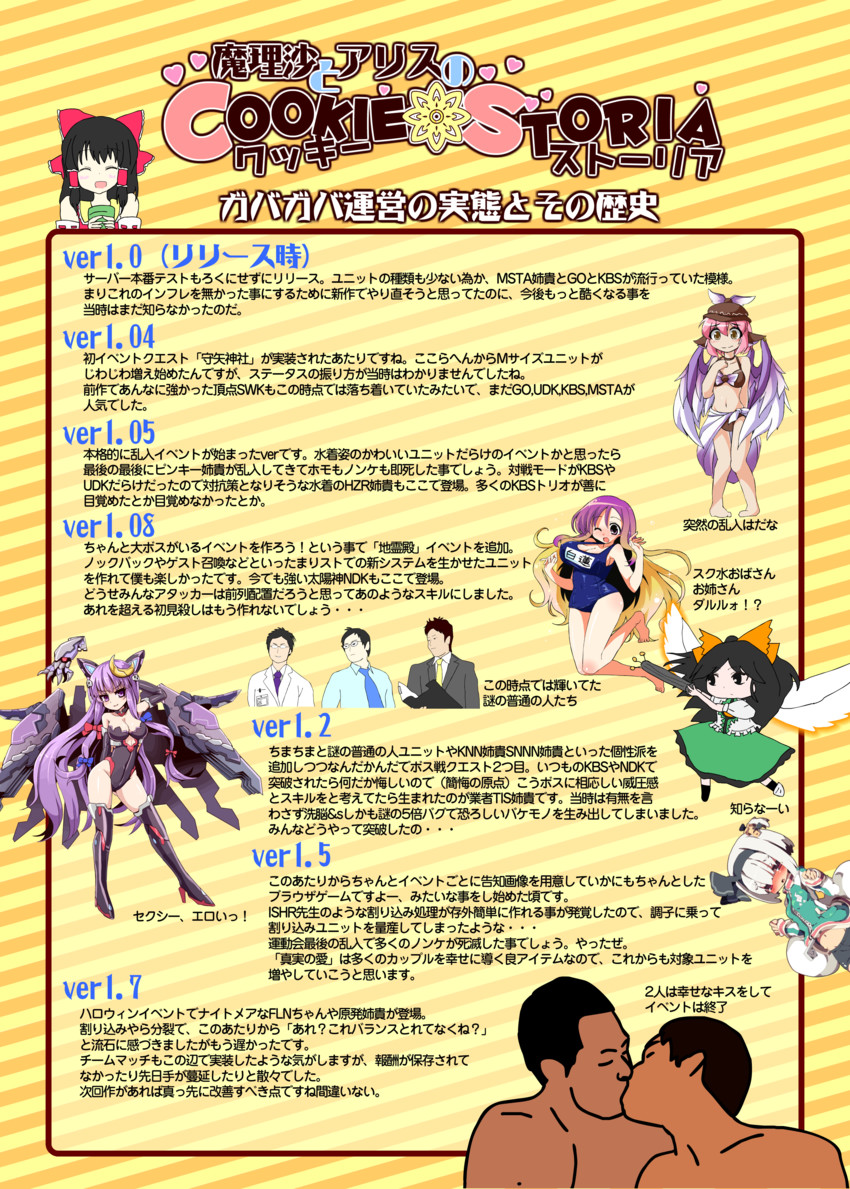 hakurei reimu, konpaku youmu, patchouli knowledge, reiuji utsuho, mystia lorelei, and 8 more (touhou and 3 more) drawn by azumi_haruhito, dangomushi, fun_bo, sitappa_(game_creator), and sumapan