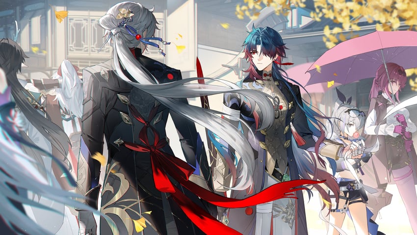 kafka, silver wolf, dan heng, blade, jing yuan, and 1 more (honkai and 1 more) drawn by guaisanmu