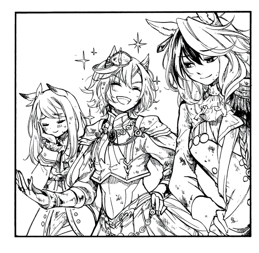 mejiro mcqueen, symboli rudolf, and t.m. opera o (umamusume) drawn by mame_nabe_donko