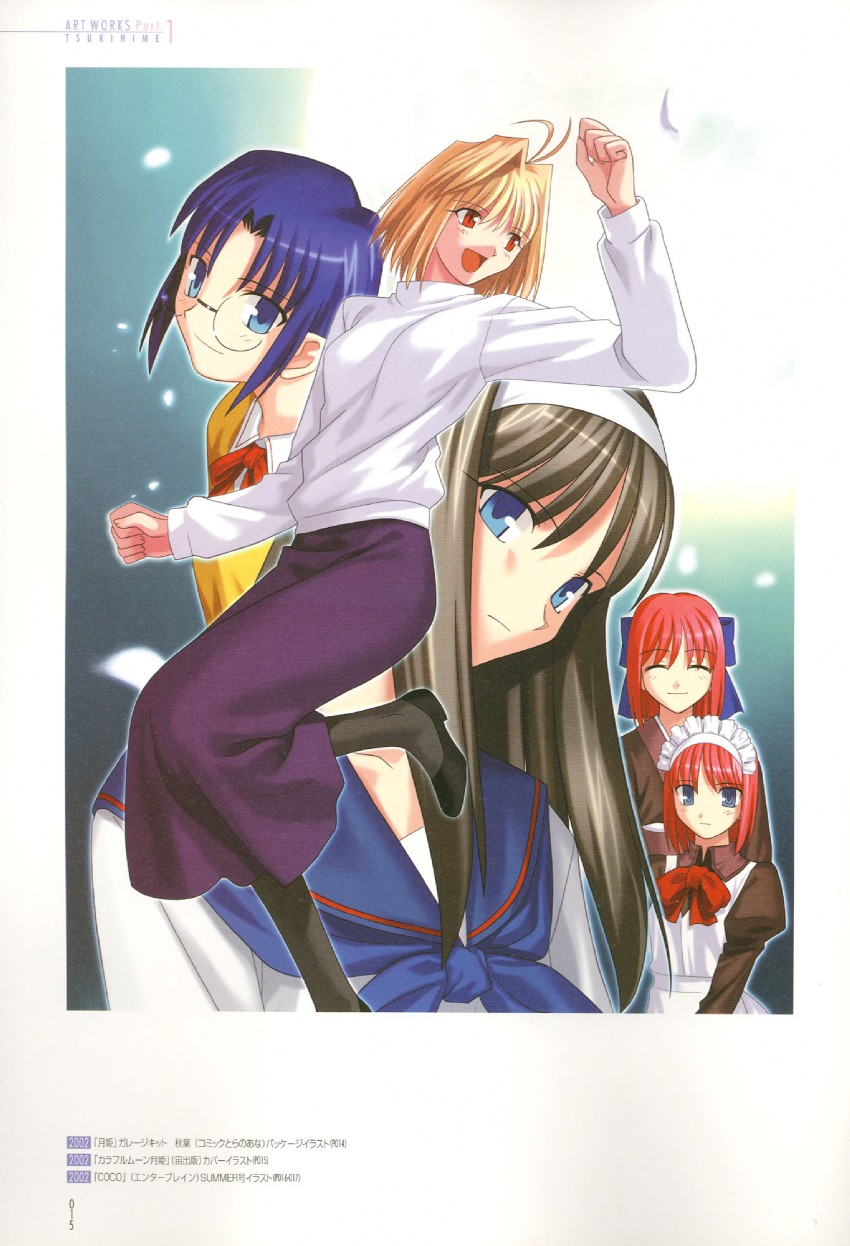 arcueid brunestud, ciel, tohno akiha, kohaku, and hisui (tsukihime) drawn by takeuchi_takashi