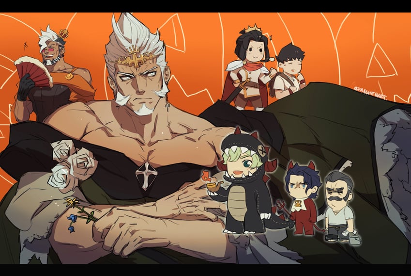 ryunosuke naruhodo, barok van zieks, herlock sholmes, susato mikotoba, damon gant, and 2 more (ace attorney and 2 more) drawn by falloutbart