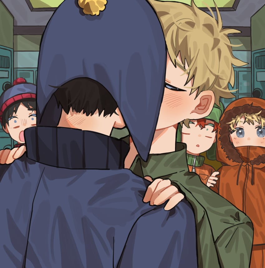 stan marsh, kenny mccormick, kyle broflovski, craig tucker, and tweek tweak (south park) drawn by ringodaisk