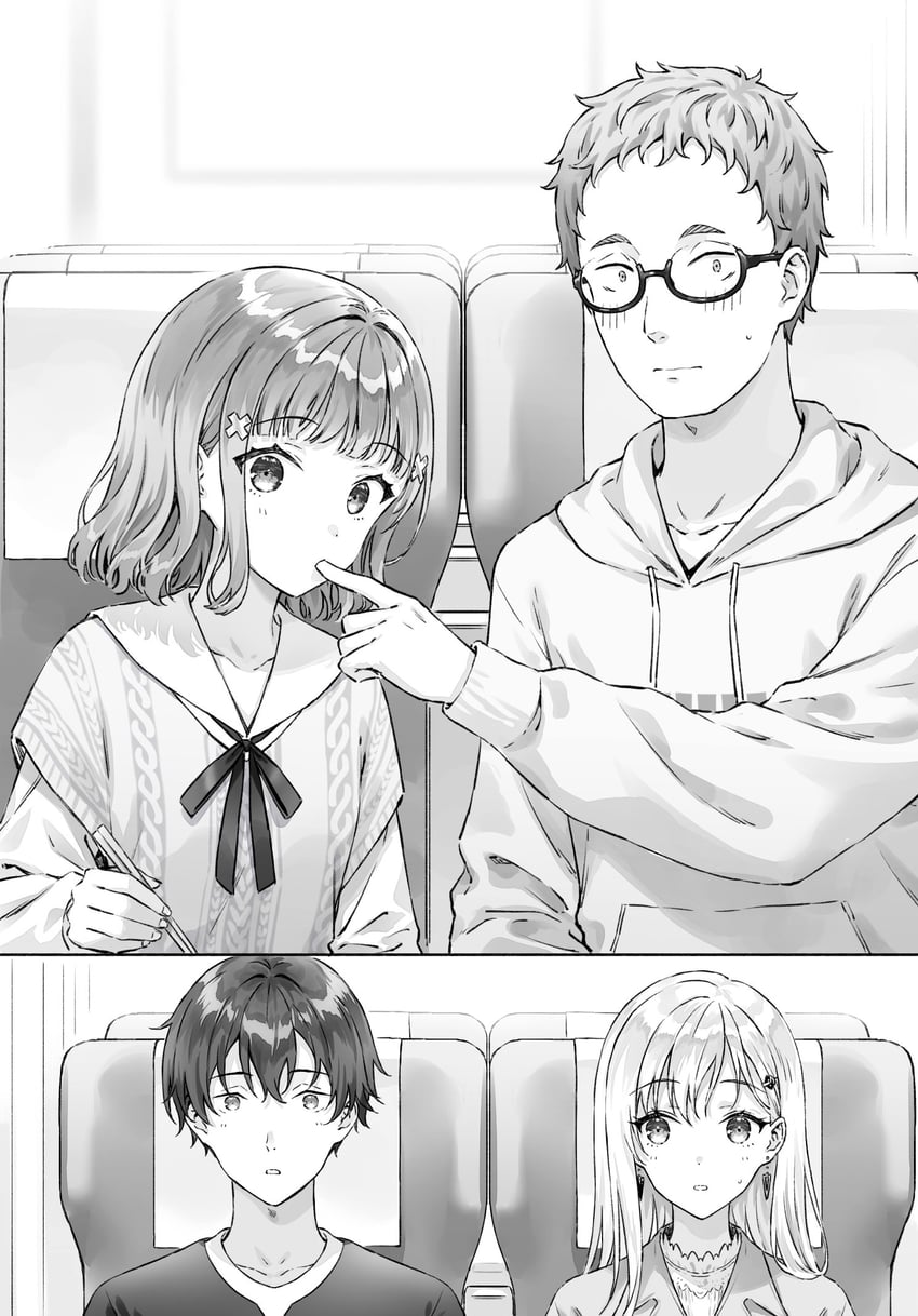 ayase saki, asamura yuuta, narasaka maaya, and maru tomokazu (gimai seikatsu) drawn by hiten_(hitenkei)