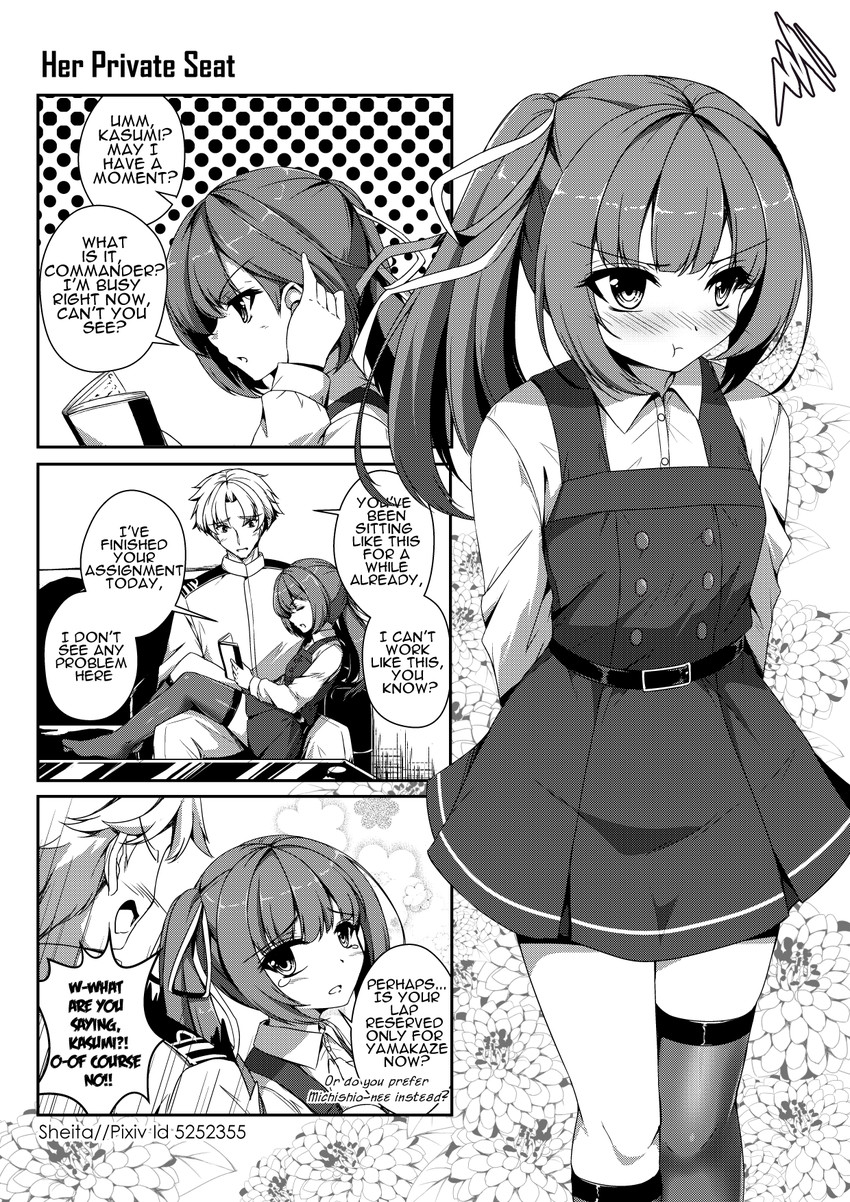admiral, kasumi, and kasumi kai ni (kantai collection) drawn by sheita