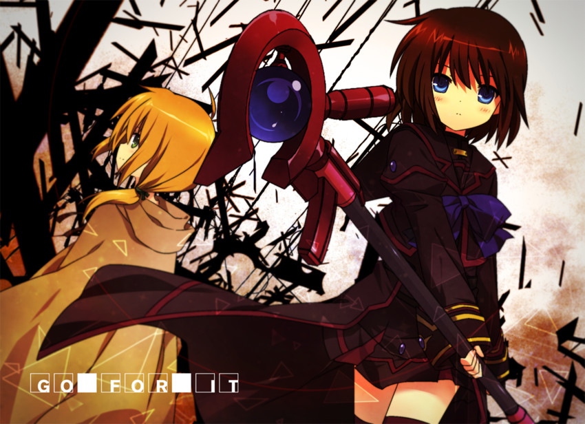yuuno scrya, stern the destructor, and luciferion (lyrical nanoha and 3 more) drawn by shenbei_xiaoqiu