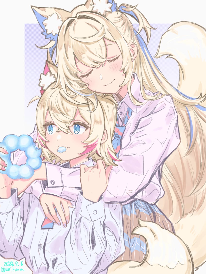 fuwawa abyssgard and mococo abyssgard (hololive and 1 more) drawn by yuri_kyanon