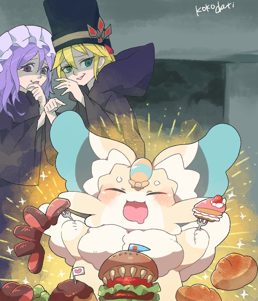 purrely, hungry burger, poissoniere de nouvelles, patissciel couverture, and pre-preparation of rites (yu-gi-oh!) drawn by kokodari
