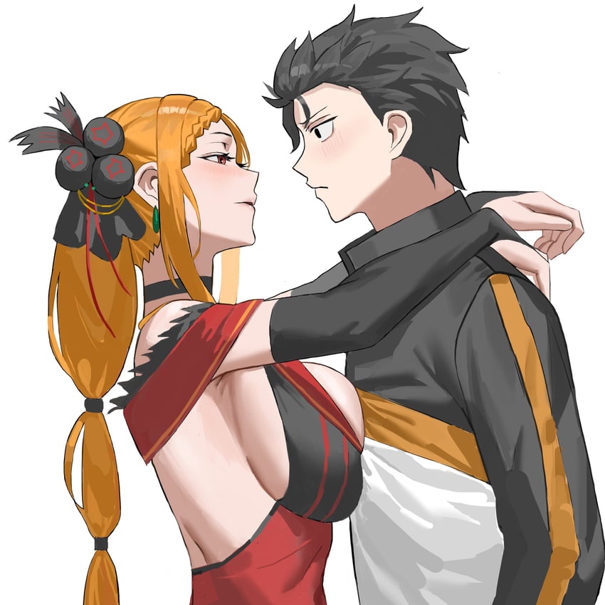 natsuki subaru and priscilla barielle (re:zero kara hajimeru isekai seikatsu) drawn by chii0m