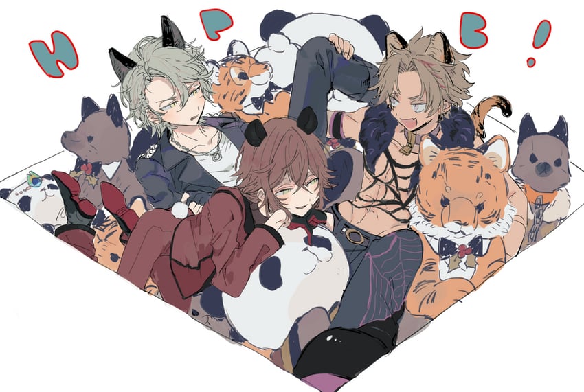 tsubaki seito, habashiri ginko, and busujima tsukumo (dankira!!!) drawn by sneezecoon