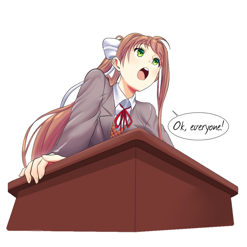 monika (doki doki literature club) drawn by elchrissenpai