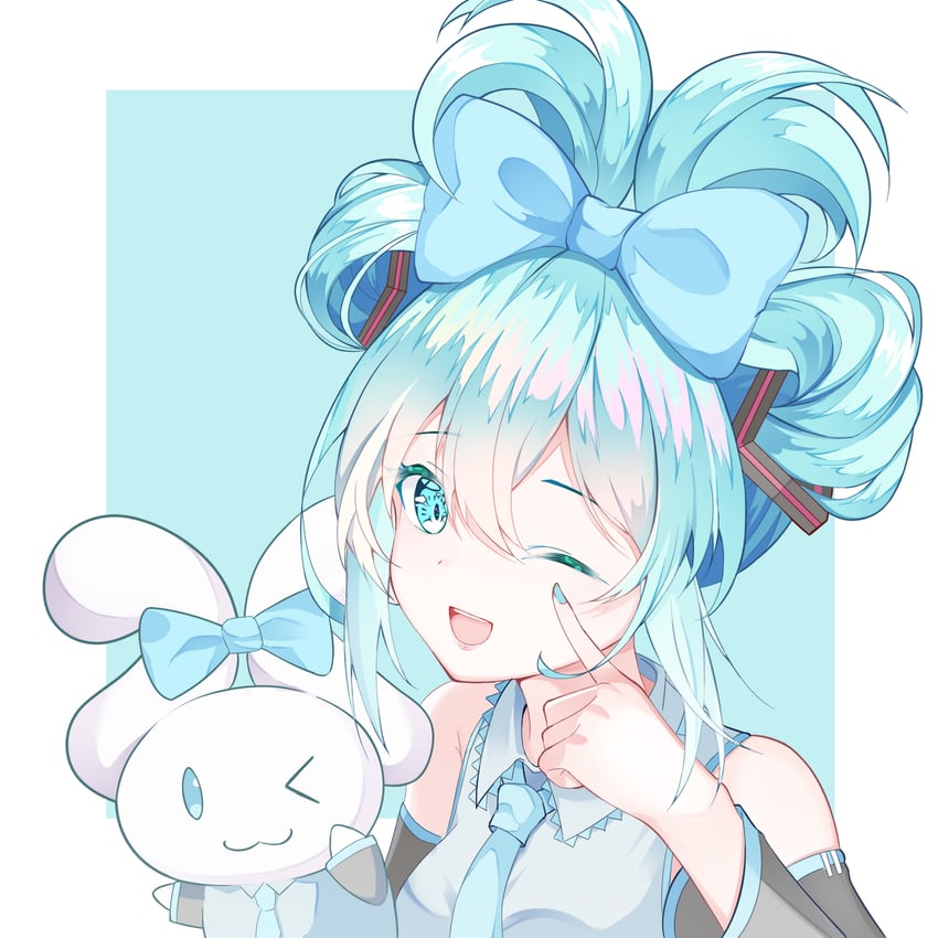 hatsune miku, cinnamoroll, and cinnamiku (vocaloid and 2 more) drawn by zuu_(qq770463651)