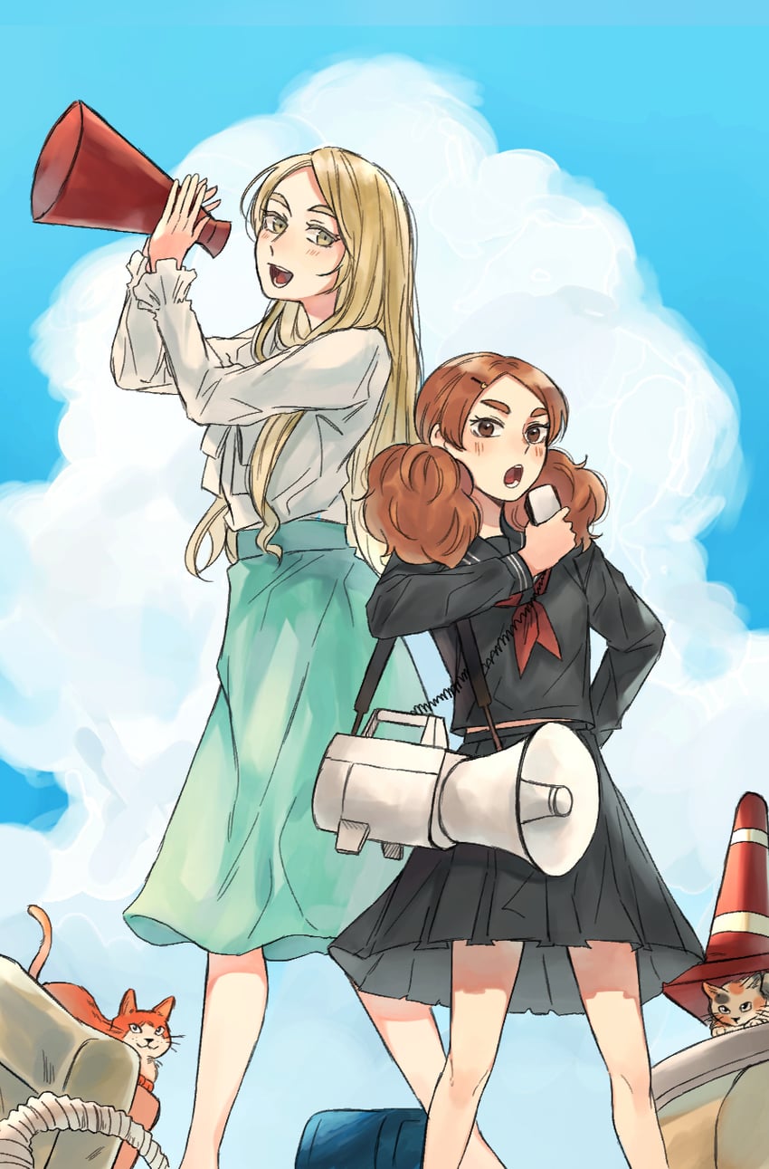 haiba arisa and yamamoto akane (haikyuu!!) drawn by matchi_(ginger.8)