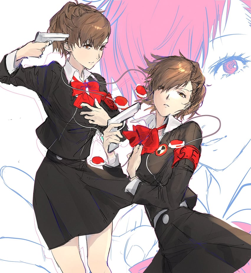shiomi kotone (persona and 2 more) drawn by givemewallet