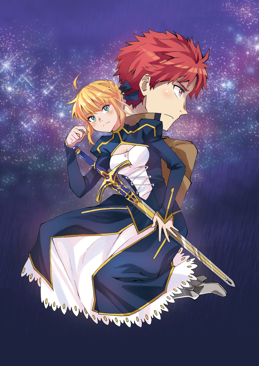 artoria pendragon, saber, and emiya shirou (fate and 1 more) drawn by goku-chan