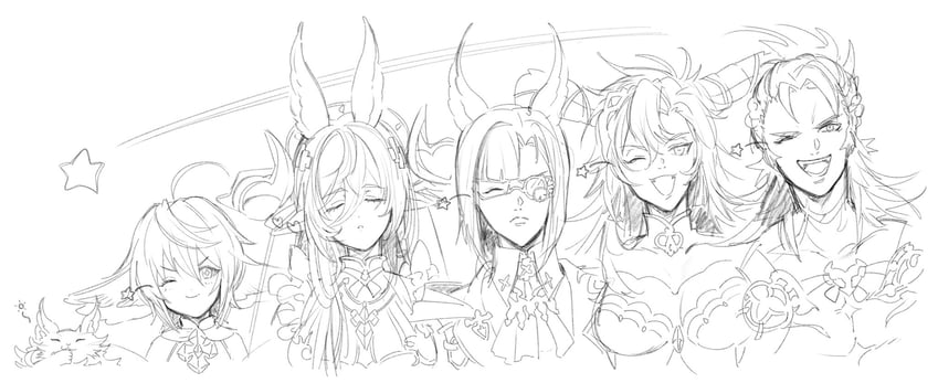 galleon, fediel, wamdus, wilnas, ewiyar, and 1 more (granblue fantasy) drawn by t_of_game