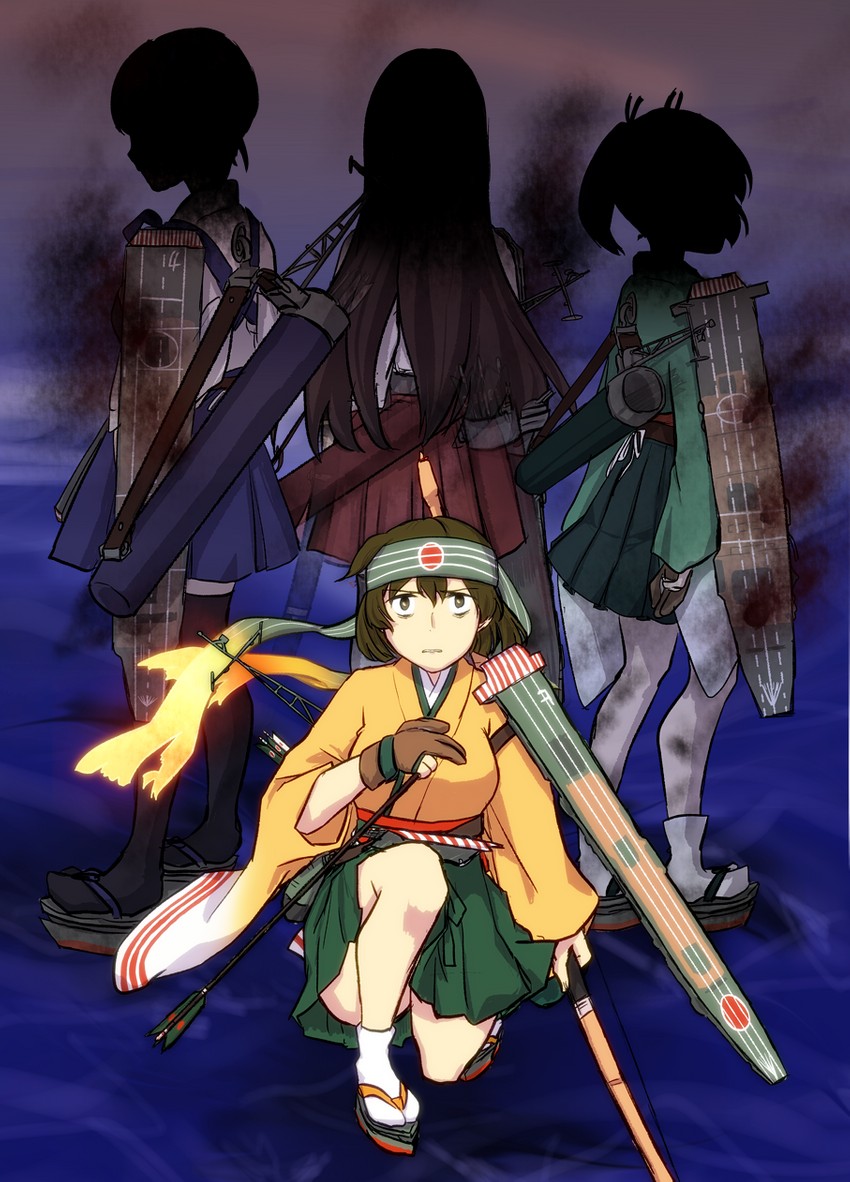 kaga, akagi, souryuu, hiryuu, hiryuu kai ni, and 1 more (kantai collection) drawn by iwana