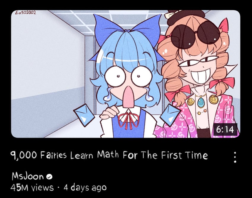 cirno, yorigami jo'on, and mrbeast (touhou and 2 more) drawn by eosd2002