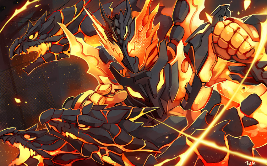 kamen rider cross-z and kamen rider cross-z magma (kamen rider and 1 more) drawn by twai