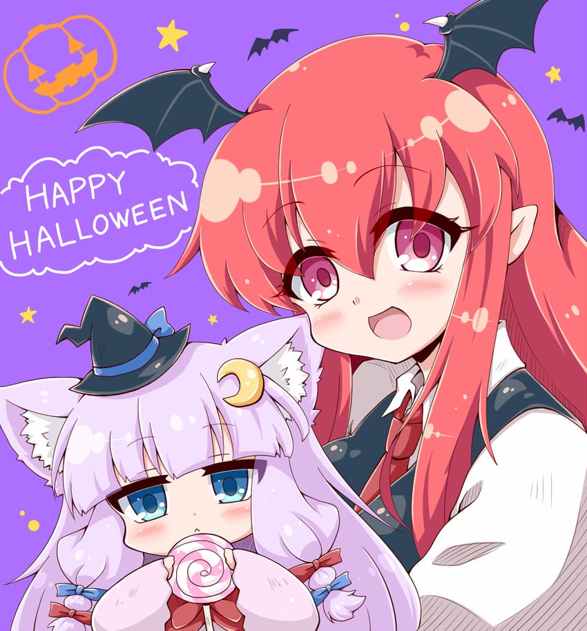 patchouli knowledge and koakuma (touhou) drawn by neko_yume