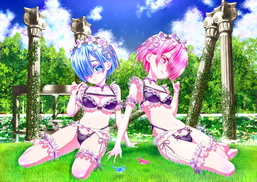 rem and ram (re:zero kara hajimeru isekai seikatsu) drawn by kurimuzon