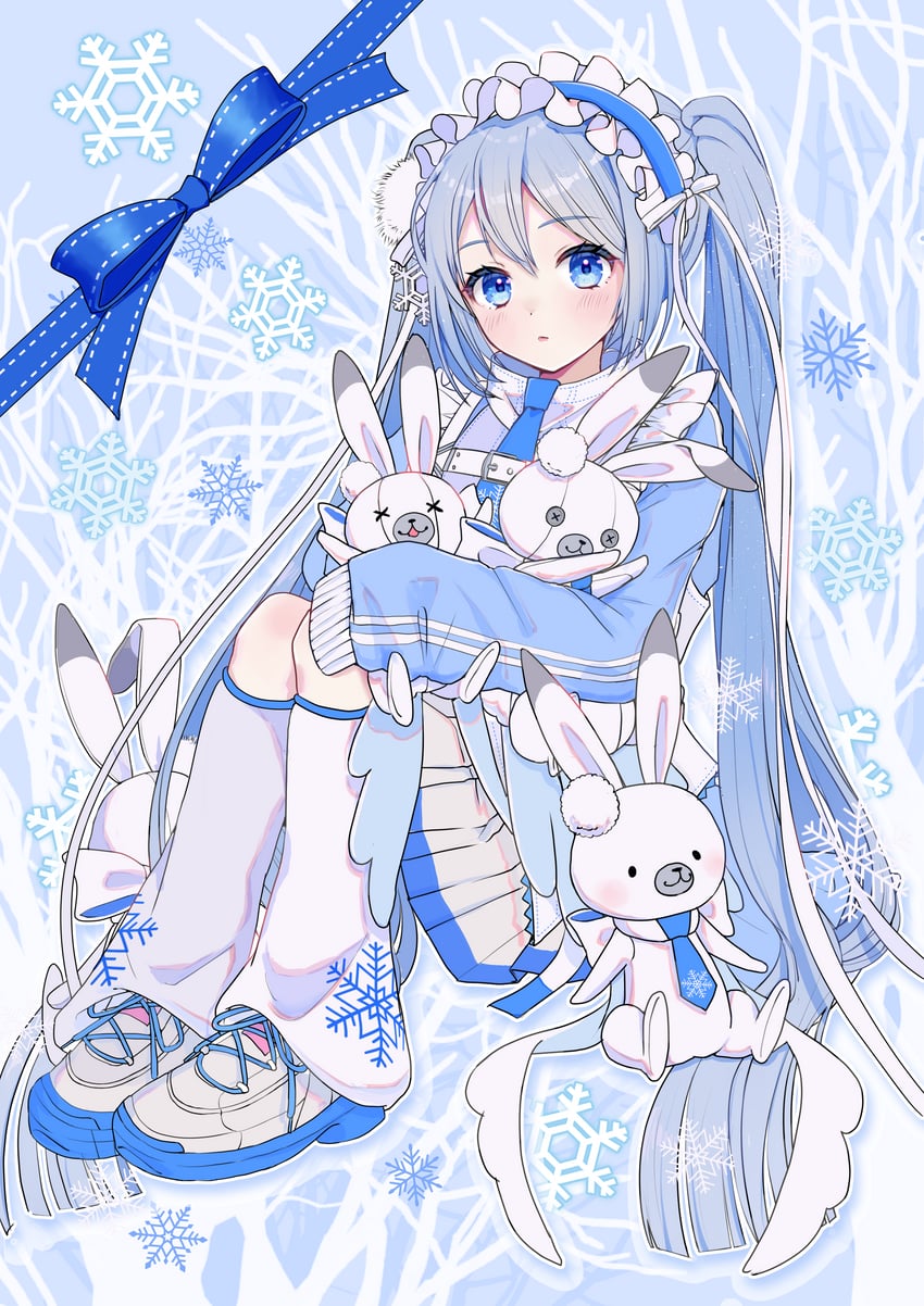 hatsune miku, yuki miku, and rabbit yukine (vocaloid) drawn by mofmama