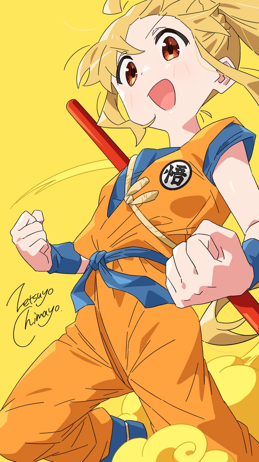 ijichi nijika and son goku (dragon ball and 2 more) drawn by zetsuyo_chimayo