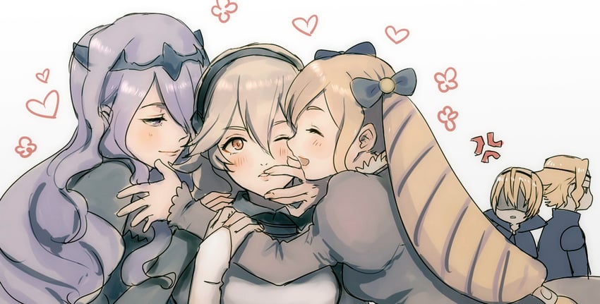 female corrin, camilla, elise, leo, and xander (fire emblem and 1 more) drawn by miyadevil