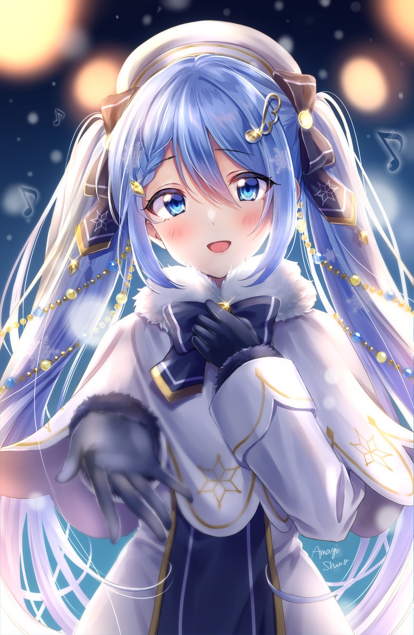 hatsune miku and yuki miku (vocaloid) drawn by amagi_shino