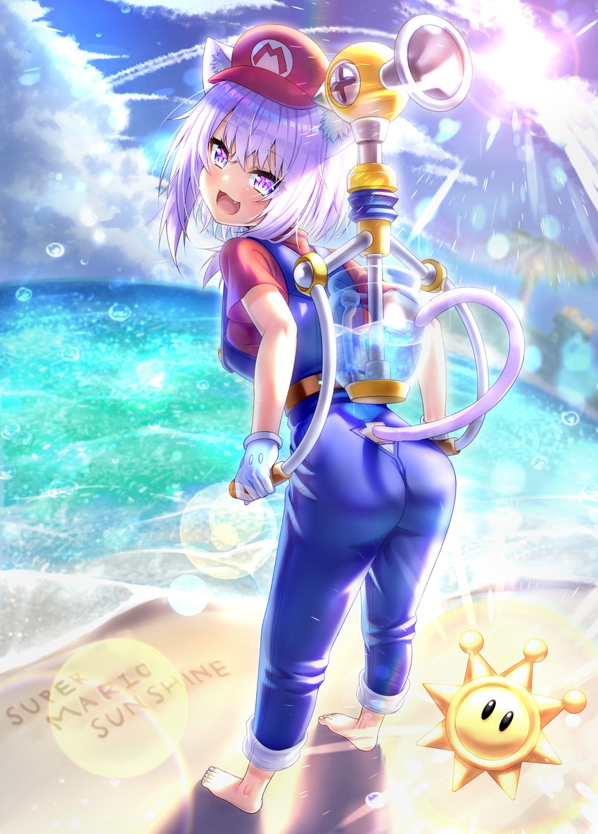 nekomata okayu, mario, and f.l.u.d.d. (hololive and 2 more) drawn by calzooone