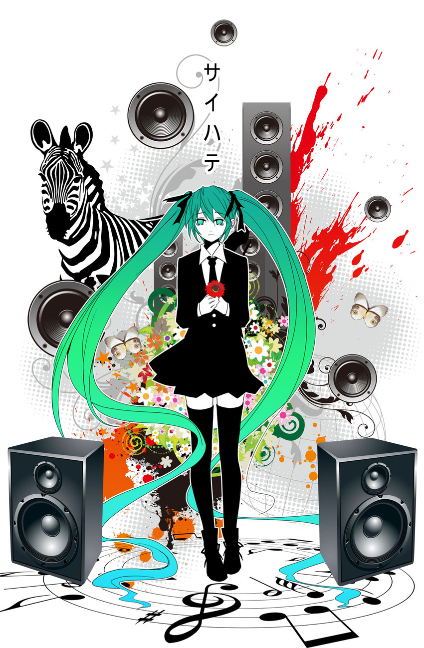 hatsune miku (vocaloid and 1 more) drawn by erich