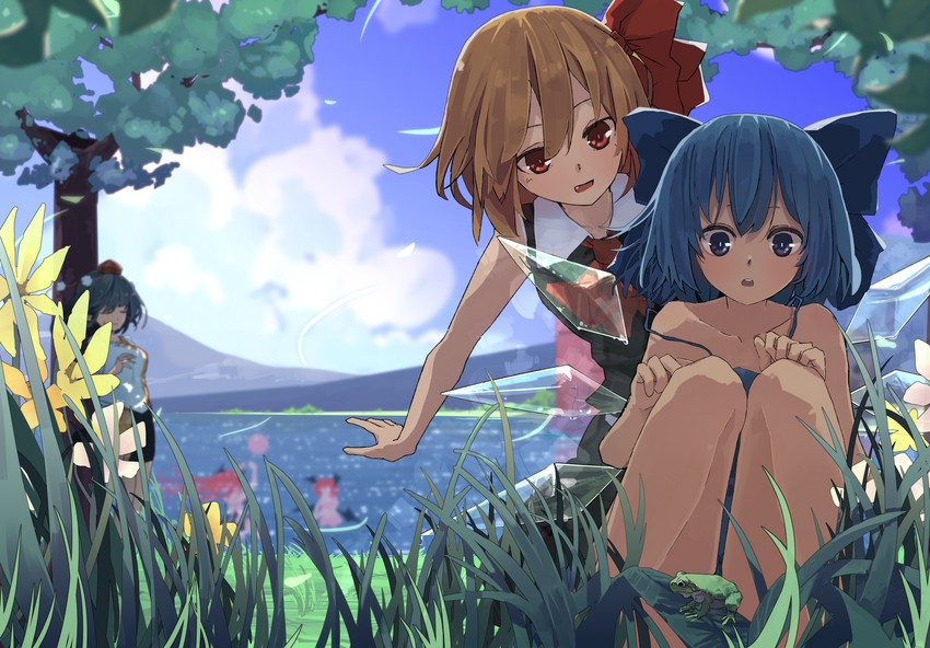 cirno, shameimaru aya, rumia, and koakuma (touhou and 1 more) drawn by futatsuki_eru