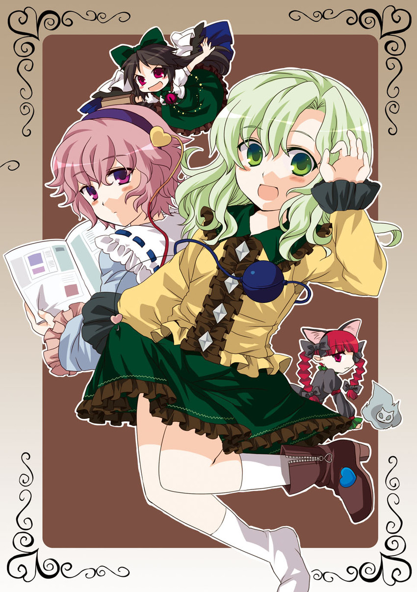 komeiji koishi, komeiji satori, kaenbyou rin, and reiuji utsuho (touhou) drawn by n-mix