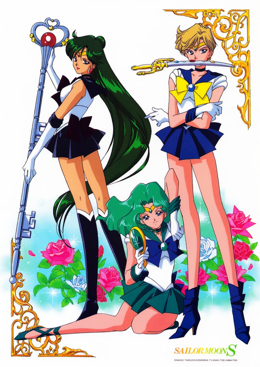 ten'ou haruka, kaiou michiru, sailor uranus, sailor neptune, meiou setsuna, and 1 more (bishoujo senshi sailor moon and 1 more) drawn by itou_ikuko